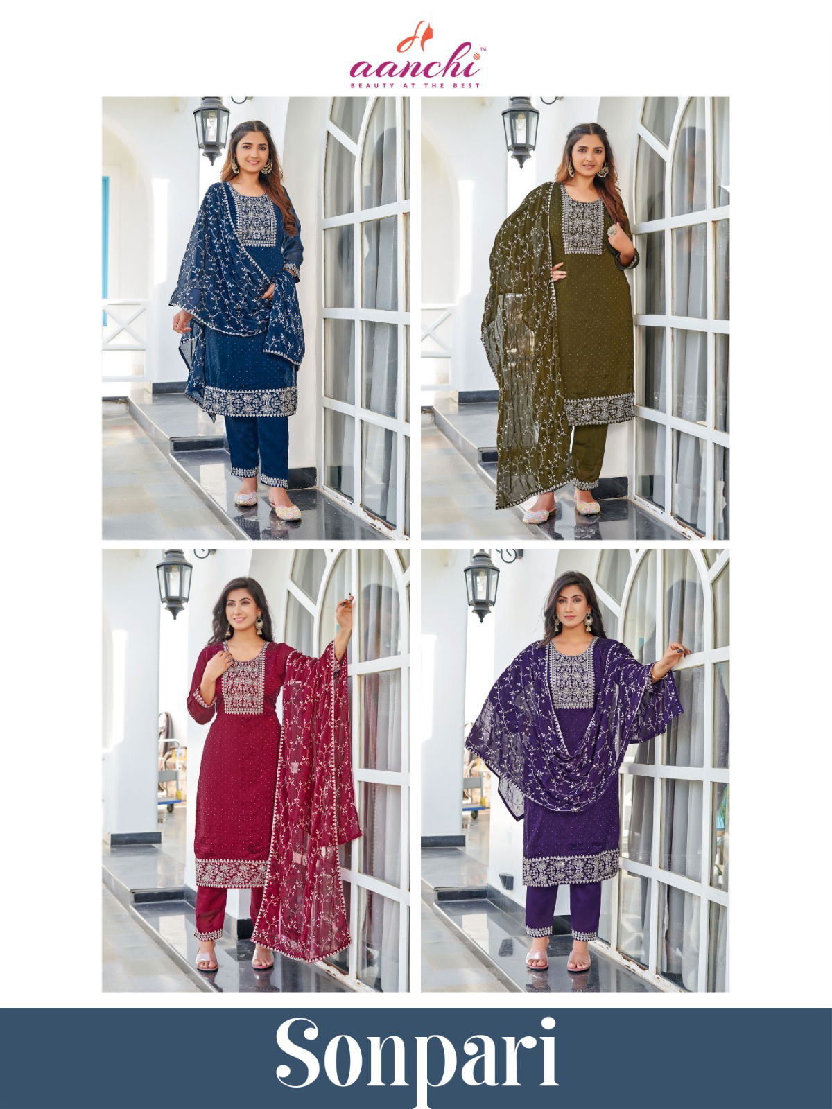 Sonpari By Aanchi Straight Cut Kurti With Bottom Dupatta Wholesale Clothing Suppliers In India